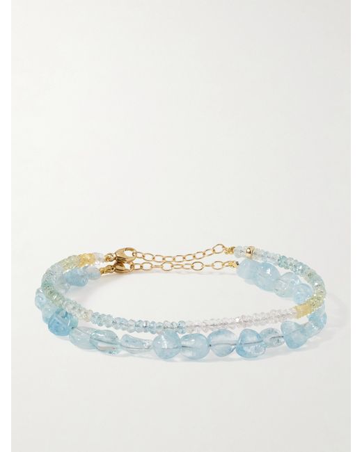 Jia Jia Set Of Two Gold Aquamarine And Morganite Bracelets