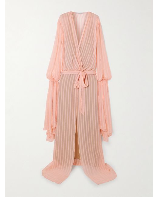 Stella McCartney Net Sustain Striped Voile-jacquard Wrap Maxi Dress Blush