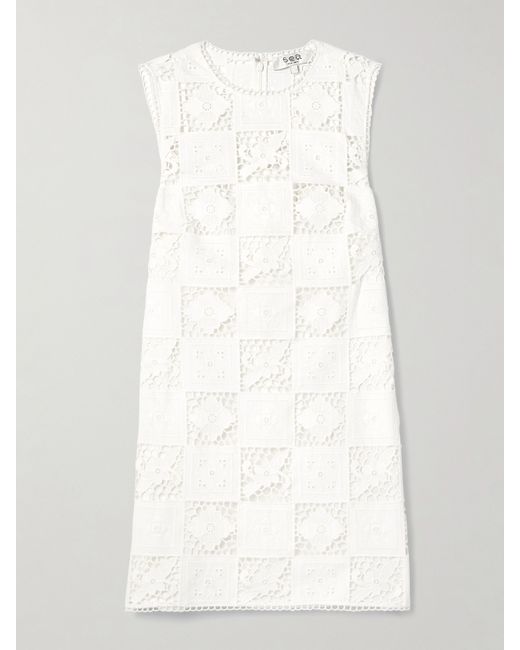 Sea Melia Paneled Guipure Lace And Embroidered Cotton-voile Mini Dress