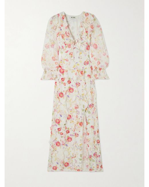 rixo Linnett Ruffled Floral-print Silk-chiffon Maxi Dress
