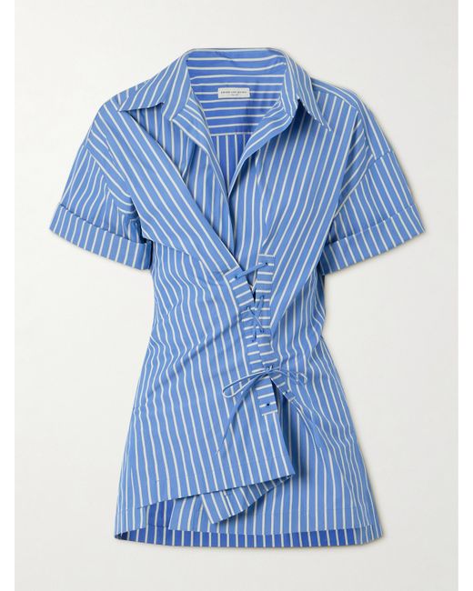 Dries Van Noten Striped Lace-up Cotton-poplin Shirt
