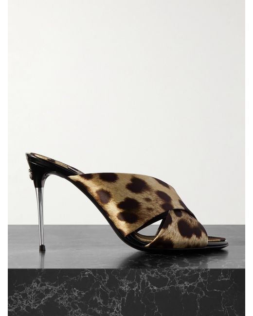 Dolce & Gabbana Leopard-print Satin Mules Leopard print