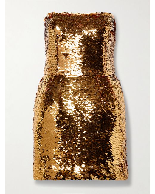 Dolce & Gabbana Strapless Paillette-embellished Tulle Mini Dress