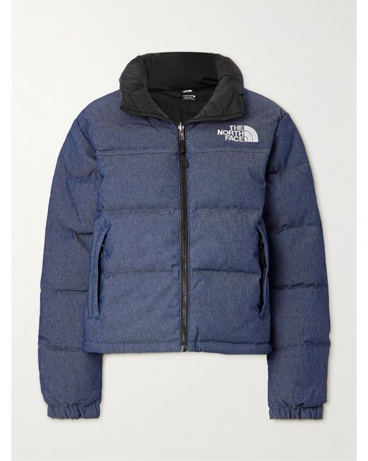 The North Face Nuptse Reversible Quilted Denim And Recycled-ripstop Down Jacket Navy