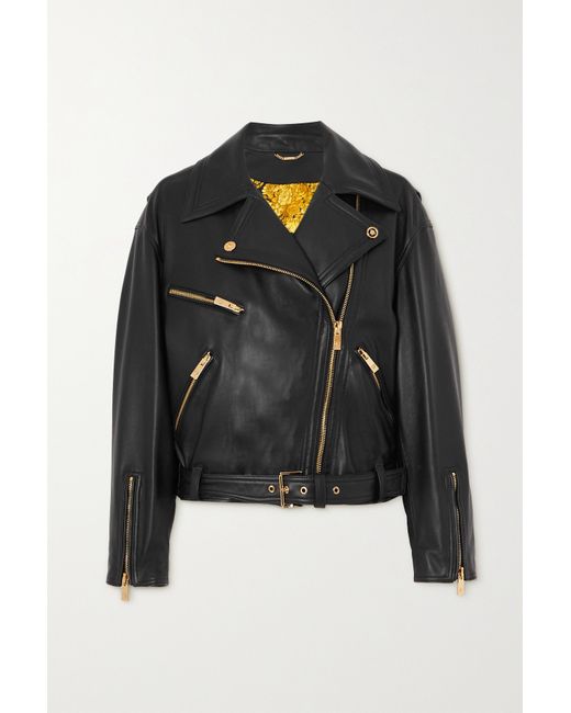 Versace Icons Belted Leather Biker Jacket