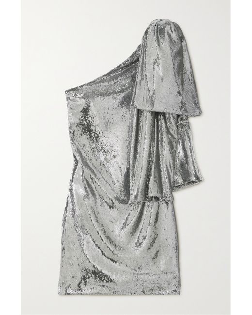 Bernadette Josselin One-shoulder Bow-detailed Sequined Crepe Mini Dress