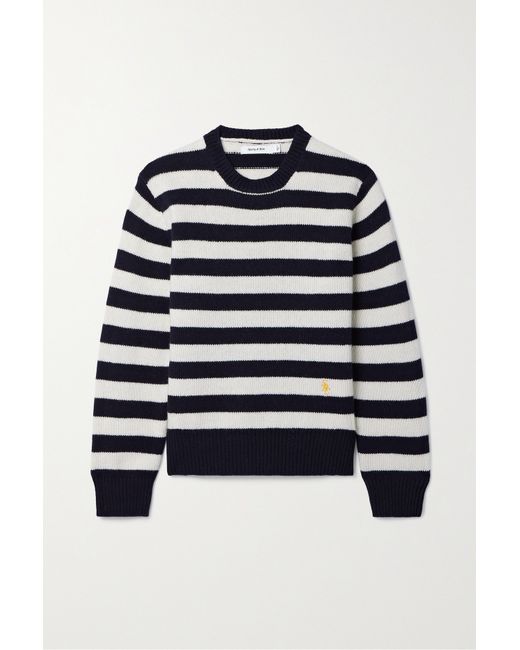 Sporty & Rich Striped Wool Sweater Navy