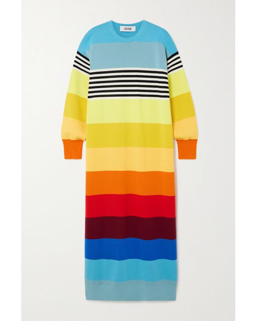 Christopher John Rogers Striped Wool-blend Maxi Dress