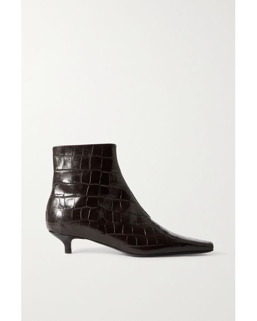 Totême Net Sustain The Slim Croc-effect Leather Ankle Boots