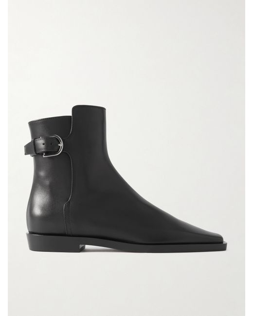 Totême Net Sustain The Belted Leather Ankle Boots
