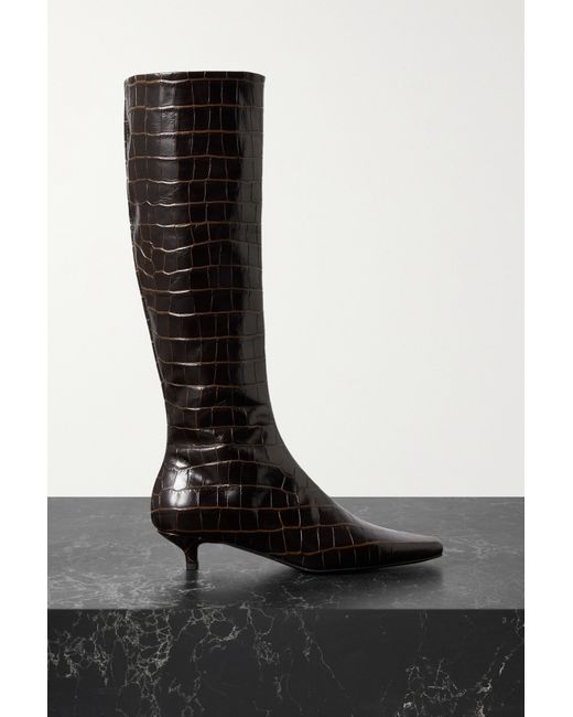 Totême Net Sustain The Slim Croc-effect Leather Knee Boots