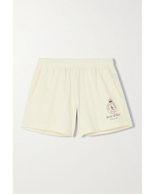 Sporty & Rich Crown Disco Printed Cotton-jersey Shorts