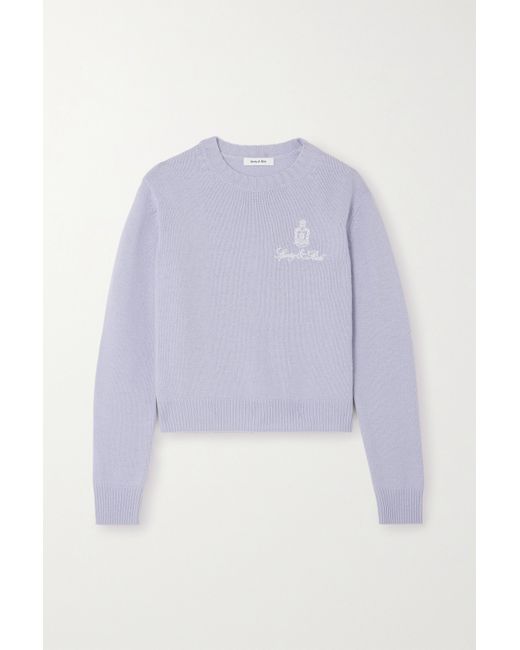 Sporty & Rich Vendome Embroidered Cashmere Sweater Lilac