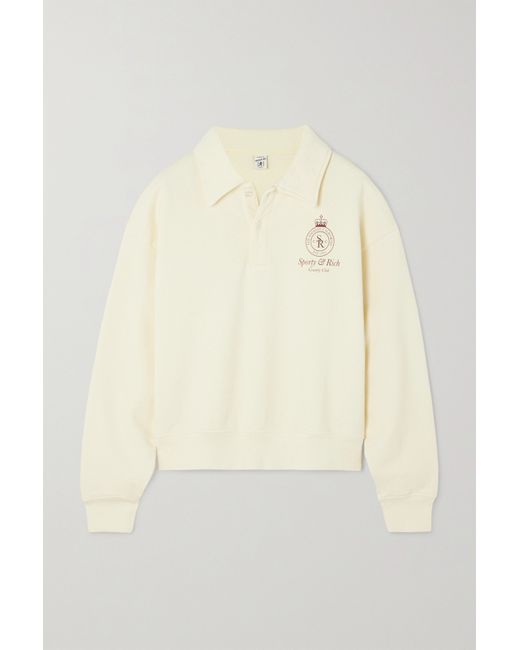 Sporty & Rich Crown Printed Cotton-jersey Polo Shirt
