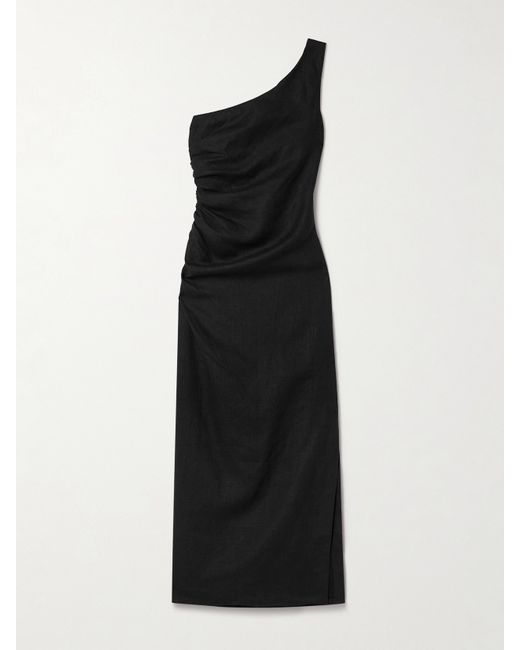 Mara Hoffman Net Sustain Enya One-shoulder Ruched Hemp Maxi Dress