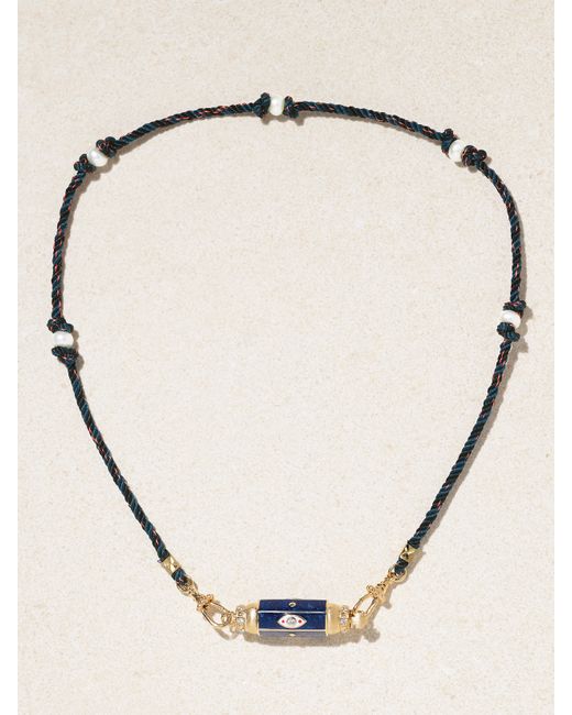 Marie Lichtenberg Evil Eye 14-karat Enamel Pearl And Diamond Necklace
