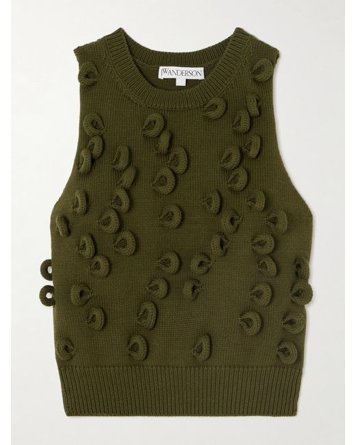 J.W.Anderson Cropped Loop-detailed Knitted Cotton-blend Tank