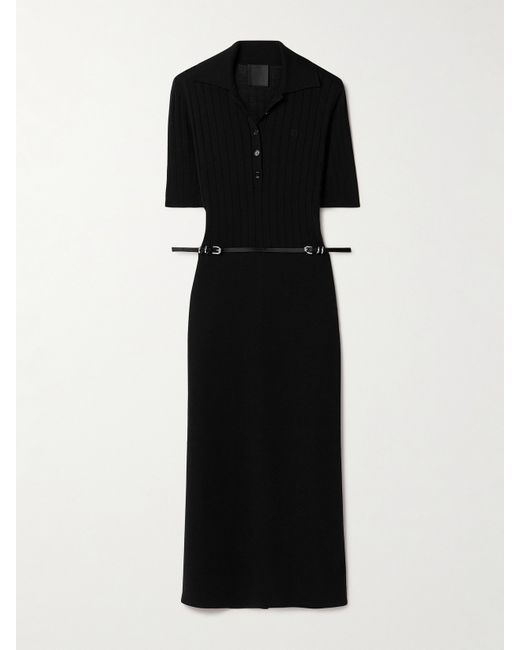 Givenchy Belted Ribbed Wool Midi Dress