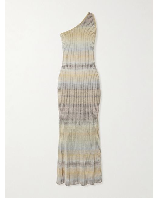 Missoni Mare One-shoulder Striped Ribbed-knit Maxi Dress