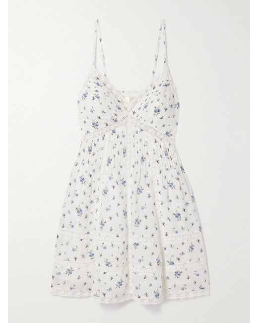 Loveshackfancy Docila Lace-trimmed Floral-print Cotton-voile Mini Dress