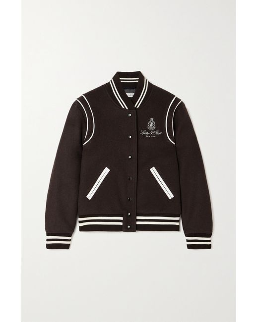 Sporty & Rich Vendome Leather-trimmed Embroidered Wool Jacket