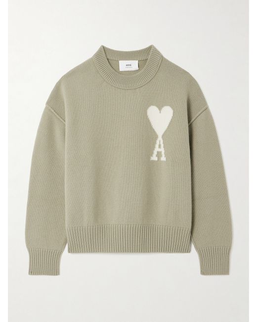 AMI Alexandre Mattiussi Net Sustain Adc Intarsia Wool Sweater