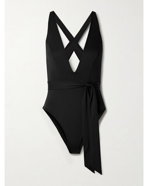 Max Mara Cristel Belted Open-back Swimsuit