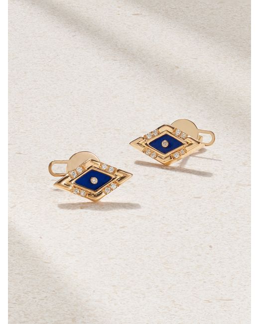 L'Atelier Nawbar Mini Eye 18-karat Gold Lapis Lazuli And Diamond Earrings