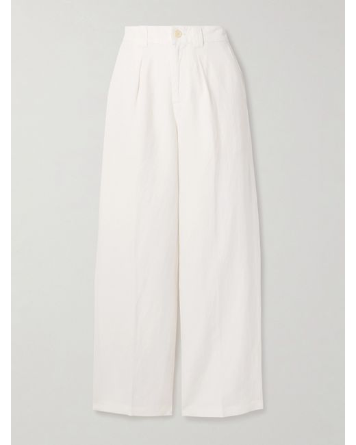 Alex Mill Madeline Pleated Linen Tencel Lyocell And Cotton-blend Twill Wide-leg Pants