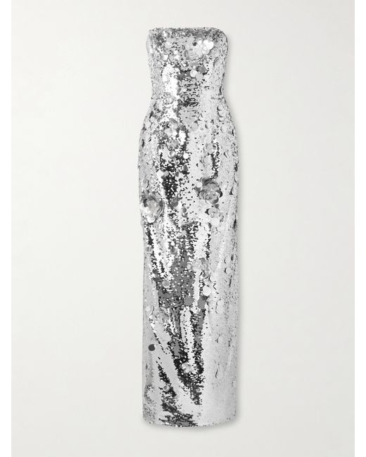 Carolina Herrera Strapless Embellished Tulle Gown