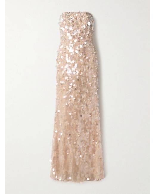Carolina Herrera Strapless Embellished Tulle Gown