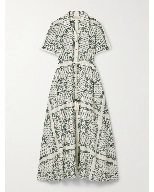 Tory Burch Tasseled Printed Cotton-voile Midi Dress