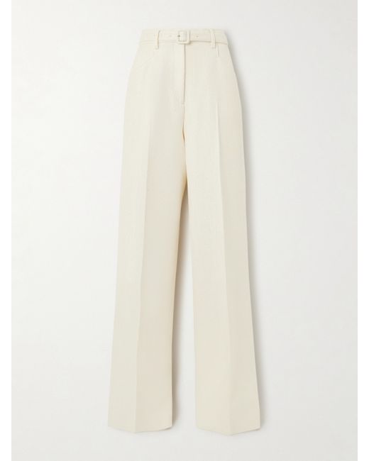 Gabriela Hearst Norman Belted Silk And Wool-blend Wide-leg Pants