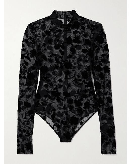 Givenchy Flocked Stretch-tulle Turtleneck Bodysuit