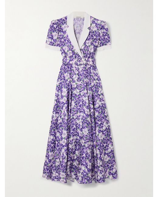 Rodarte Belted Floral-print Silk-twill Midi Dress