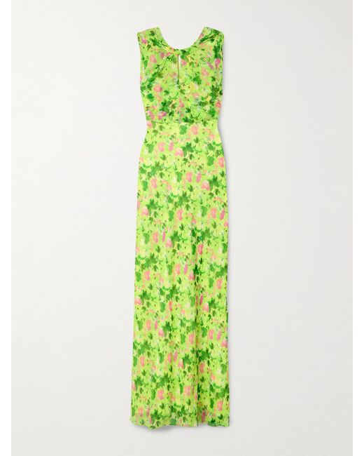Saloni Claudia Cape-effect Floral-print Silk-georgette Gown