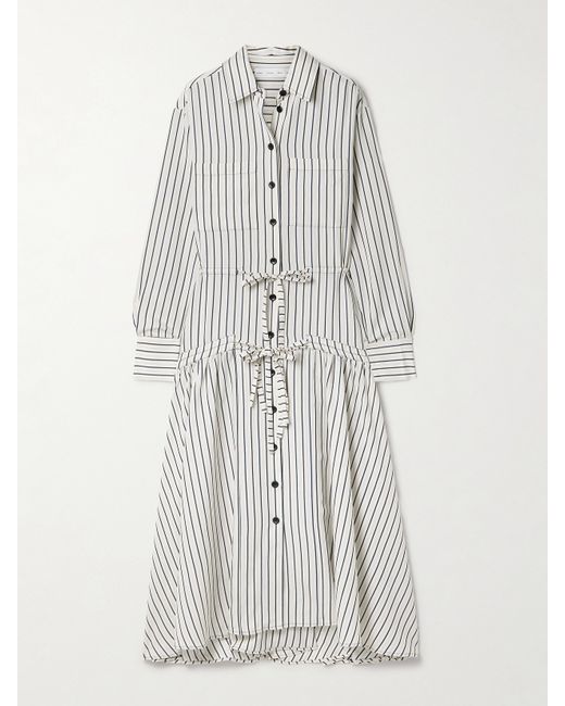 Proenza Schouler White Label Bonnie Tie-detailed Striped Jacquard Midi Shirt Dress