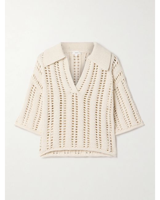 A.L.C. . Emil Cropped Open-knit Cotton Sweater