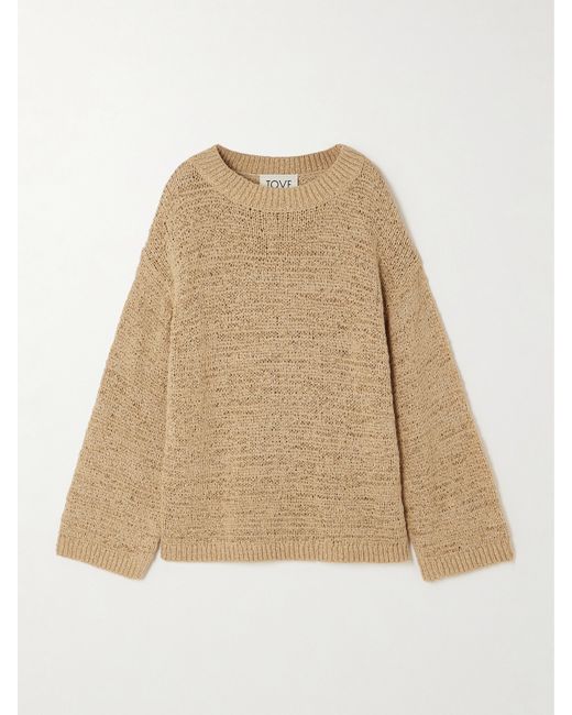 Tove Juin Oversized Open-knit Organic Cotton-blend Sweater Stone