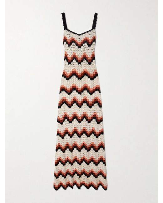 Escvdo Marea Crocheted Cotton Maxi Dress Peach