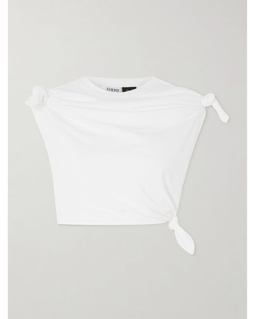 Loewe Paulas Ibiza Cropped Knotted Cotton-blend Jersey T-shirt