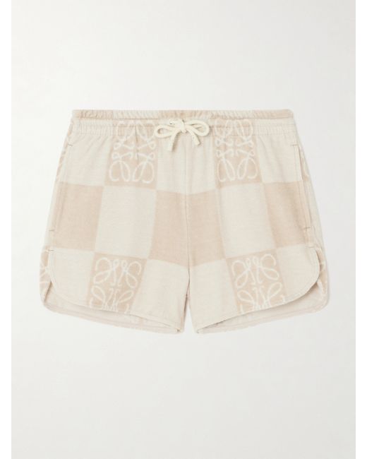 Loewe Paulas Ibiza Cotton-blend Terry Jacquard Shorts Neutral