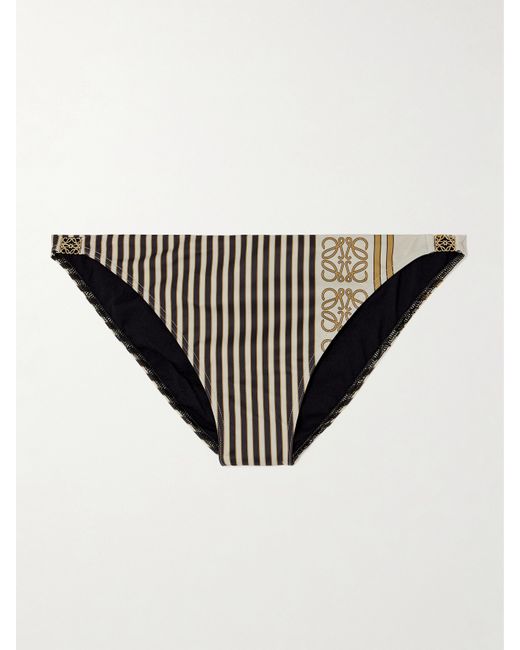 Loewe Paulas Ibiza Embellished Printed Bikini Briefs Neutral