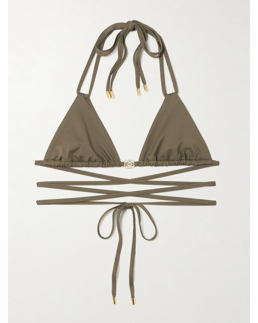 Loewe Paulas Ibiza Embellished Triangle Bikini Top
