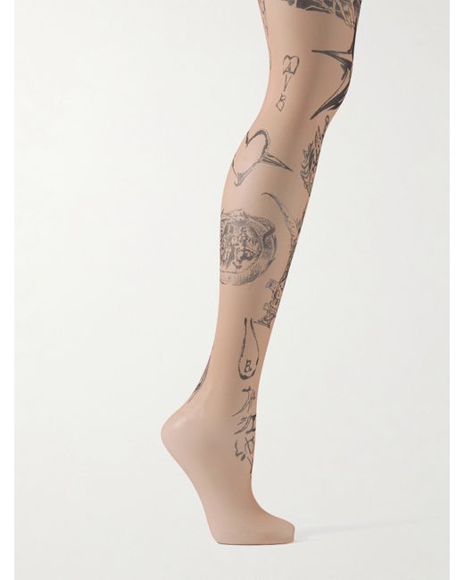 Balenciaga Tat Printed Stretch-tulle Tights