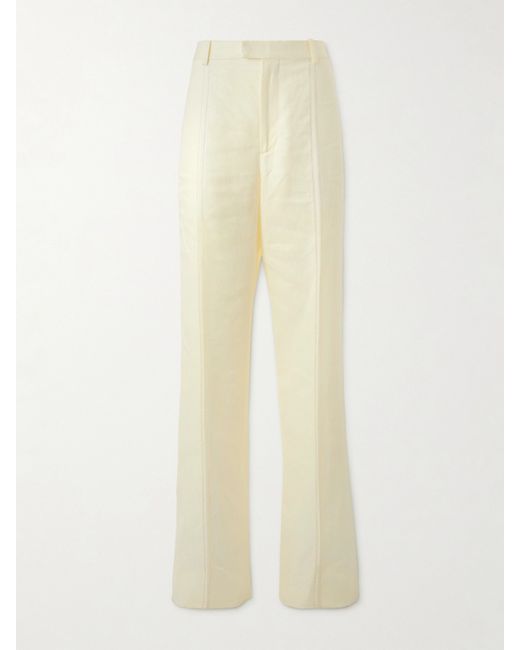 Bottega Veneta Embroidered Linen Straight-leg Pants