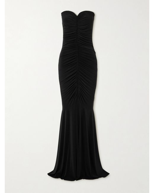 Norma Kamali Strapless Ruched Stretch-jersey Gown