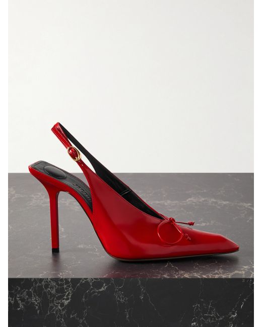 Jacquemus Cubisto Bow-detailed Leather Slingback Pumps