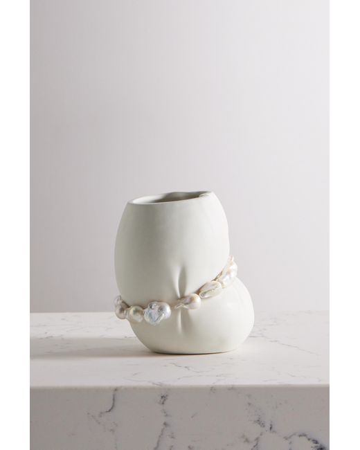 Completedworks Squeezed Pearl-embellished Ceramic Vase