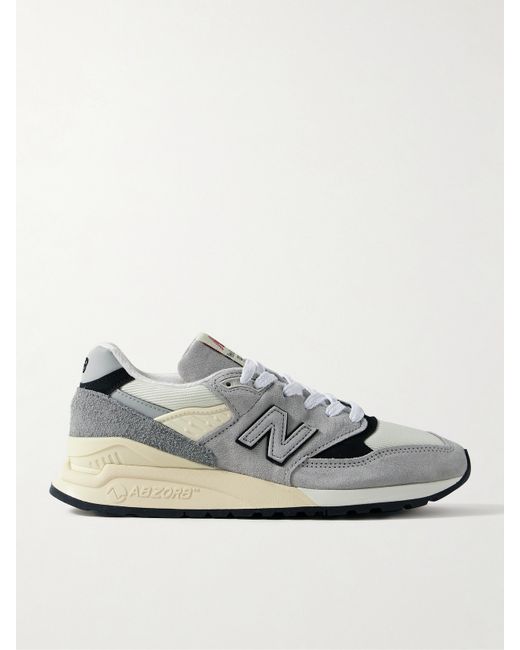 New Balance 998 Core Rubber-trimmed Leather Mesh And Suede Sneakers